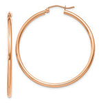 Charger l&#39;image dans la galerie, 14K Rose Gold 40mm x 2mm Classic Round Hoop Earrings
