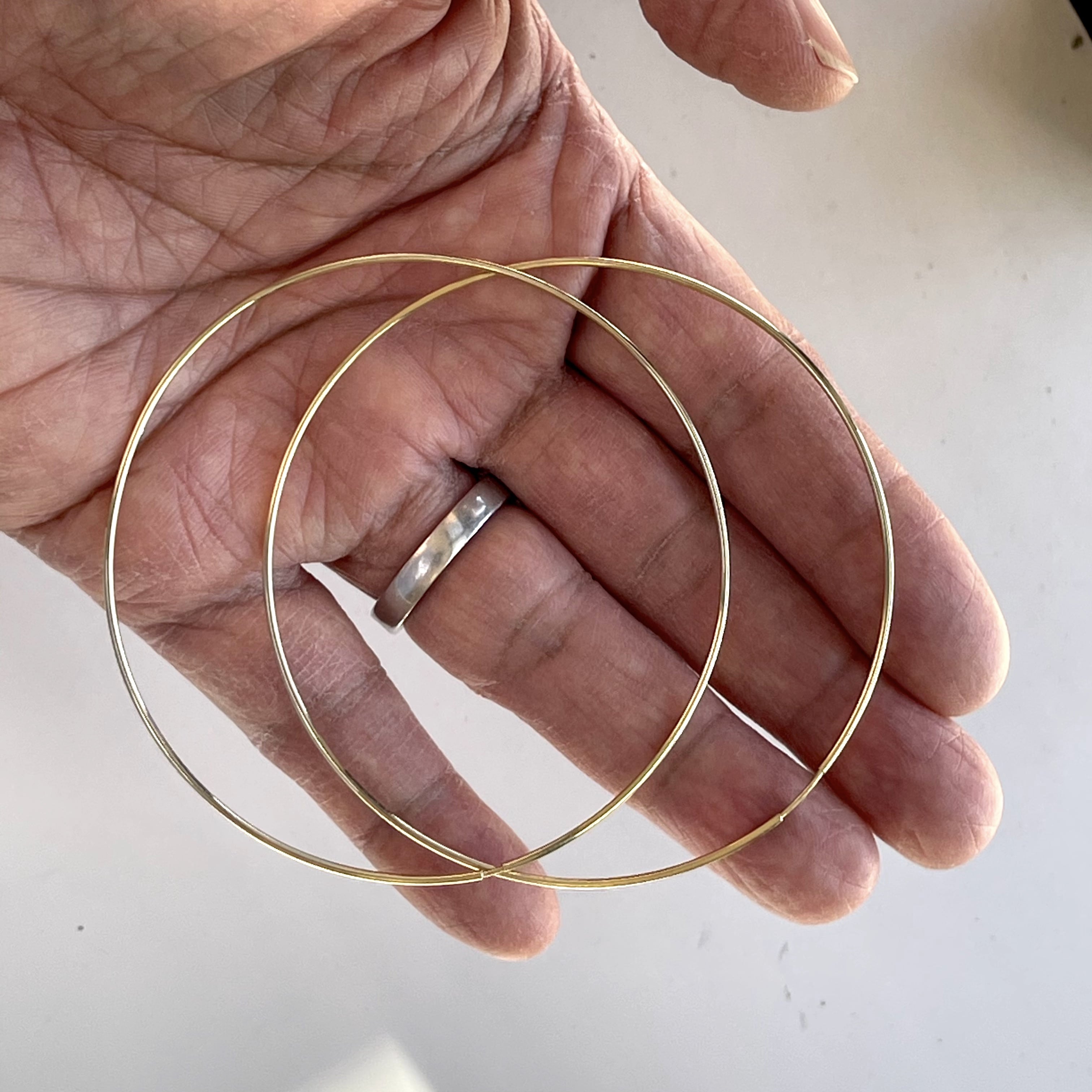 10K Yellow Gold Extra Large 68mm x 2mm Endless Hoop Earrings