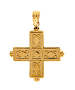 將圖片載入圖庫檢視器 14k Yellow Gold Jerusalem Cross Reversible Pendant Charm
