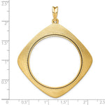 Carica l&#39;immagine nel visualizzatore di Gallery, 14k Yellow Gold Prong Coin Bezel Holder for 34.2mm Coins or $20 Dollar Liberty or US $20 Saint Gaudens Diamond Shaped Beaded Pendant Charm
