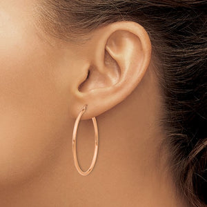 14K Rose Gold 40mm x 2mm Classic Round Hoop Earrings