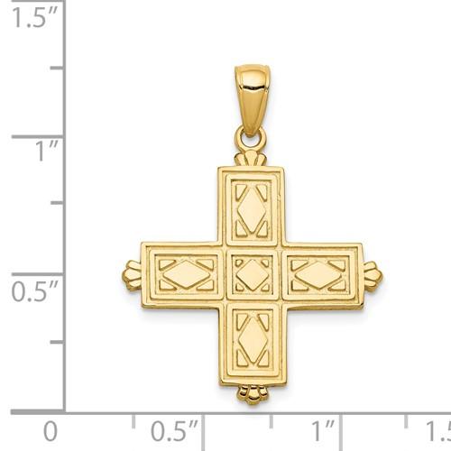 14k Yellow Gold Jerusalem Cross Reversible Pendant Charm