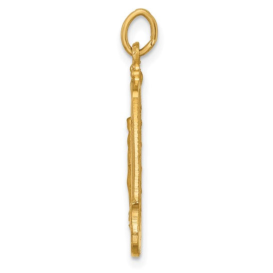 14k Yellow Gold Blessed Virgin Mary Miraculous Medal Rectangle Pendant Charm