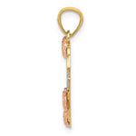 Charger l&#39;image dans la galerie, 14k Yellow Rose Gold and Rhodium Sister Heart Flowers Pendant Charm
