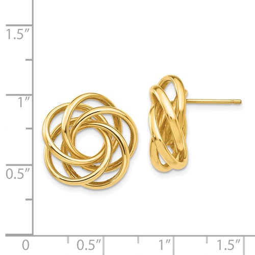 14k Yellow Gold Love Knot Stud Post Earrings