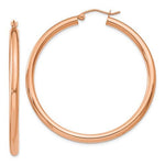 Load image into Gallery viewer, 14K Rose Gold 45mm x 3mm Lightweight Classic Round Hoop Earrings
