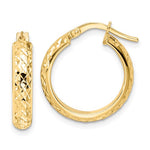 Load image into Gallery viewer, 14K Yellow Gold 18mm x 4mm Diamond Cut Round Hoop Earrings
