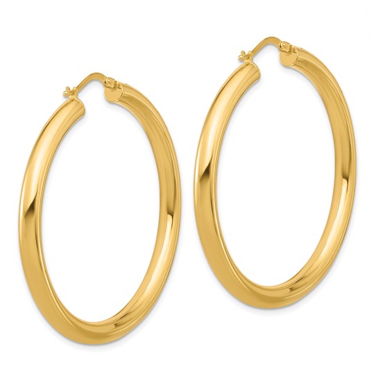 18K Yellow Gold 45mm x 4mm Classic Round Hoop Earrings