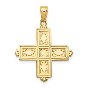 14k Yellow Gold Jerusalem Cross Reversible Pendant Charm