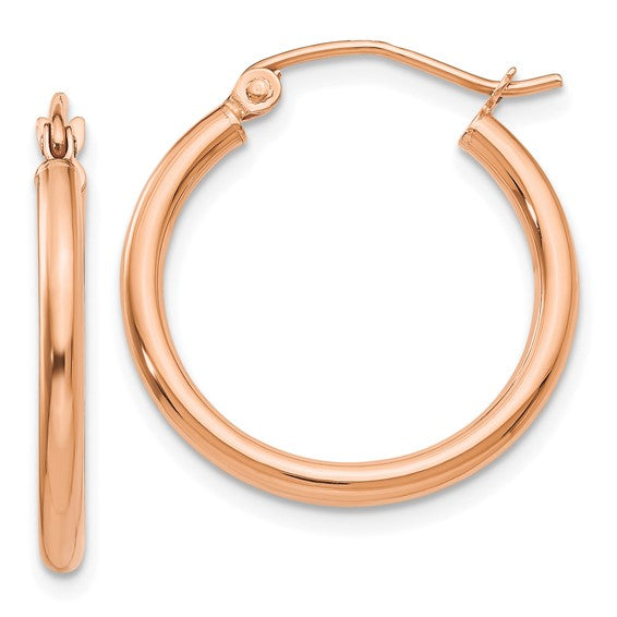 10k Rose Gold Classic Round Hoop Earrings 21mm x 2mm