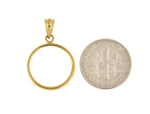 Load image into Gallery viewer, 14K Yellow Gold Coin Holder for 15.6mm x 0.86mm  Coins or Mexican 2.50 or 2 1/2 Peso or US $1.00 Dollar Type 3 Tab Back Frame Pendant Charm
