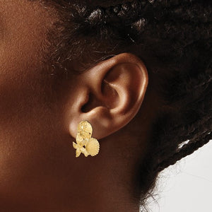 14k Yellow Gold Sand Dollar Starfish Clam Scallop Shell Post Push Back Earrings