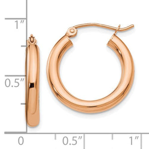 10k Rose Gold Classic Round Hoop Earrings 19mm x 3mm