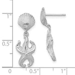 Lataa kuva Galleria-katseluun, 14k White Gold Seashell Starfish Clam Scallop Shell Dangle Earrings
