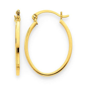 14k Yellow Gold Classic Oval Lightweight Hoop Earrings