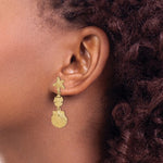 Lataa kuva Galleria-katseluun, 14k Yellow Gold Sand Dollar Starfish Clam Scallop Shell Dangle Earrings
