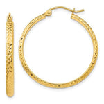 Lataa kuva Galleria-katseluun, 14k Yellow Gold 30mm x 2.5mm Diamond Cut Round Hoop Earrings
