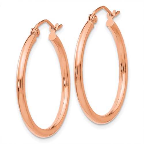 10k Rose Gold Classic Round Hoop Earrings 25mm x 2mm