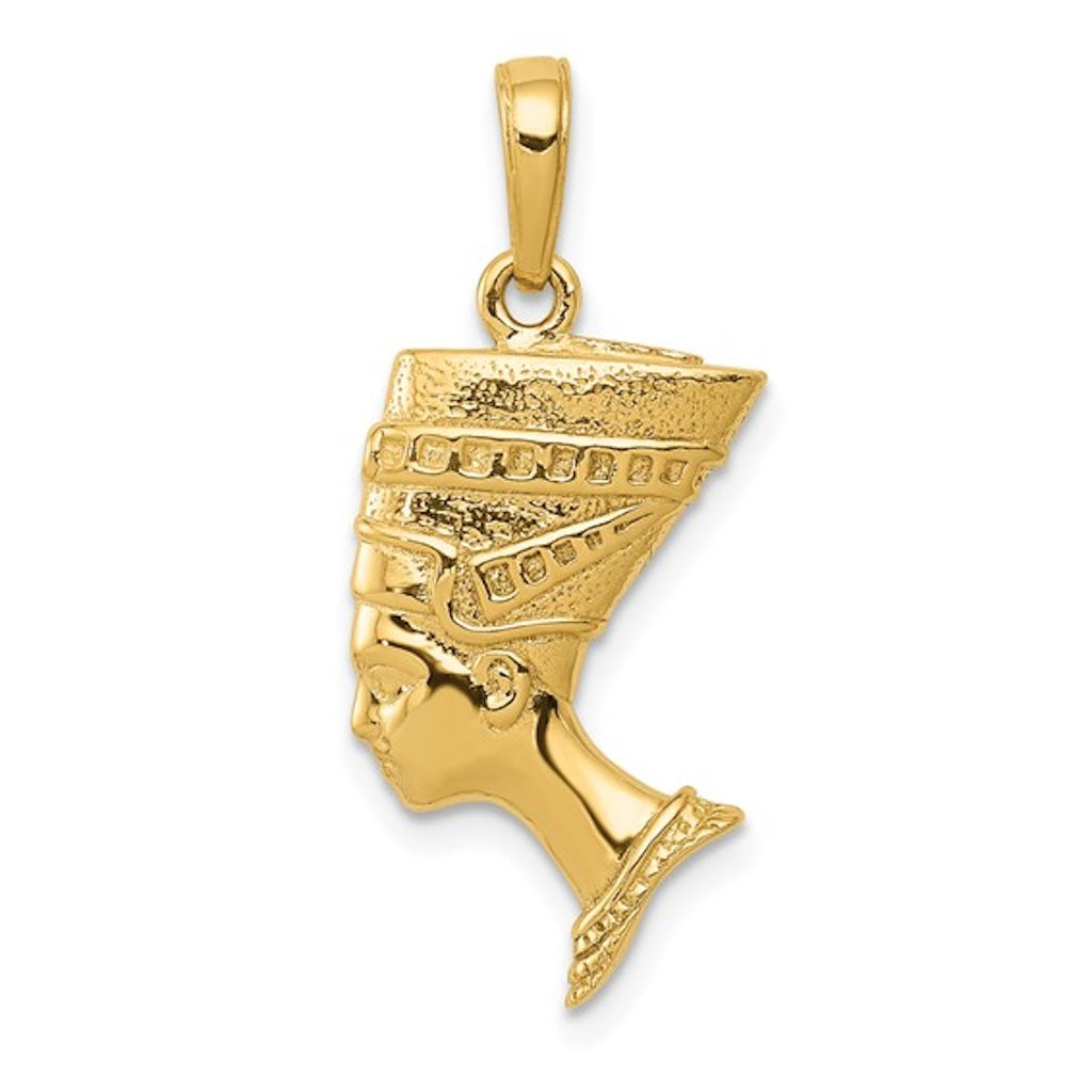 14k yellow gold egyptian nefertiti 3d pendant charm