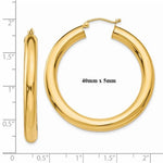 Indlæs billede til gallerivisning 14K Yellow Gold 40mm x 5mm Classic Round Hoop Earrings
