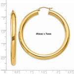 Indlæs billede til gallerivisning 14K Yellow Gold 50mm x 5mm Classic Round Hoop Earrings
