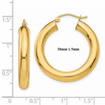 Load image into Gallery viewer, 14K Yellow Gold 30mm x 5mm Classic Round Hoop Earrings
