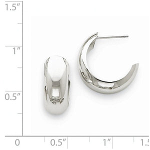 14K White Gold 17mm x 6.75mm Bangle J Hoop Earrings