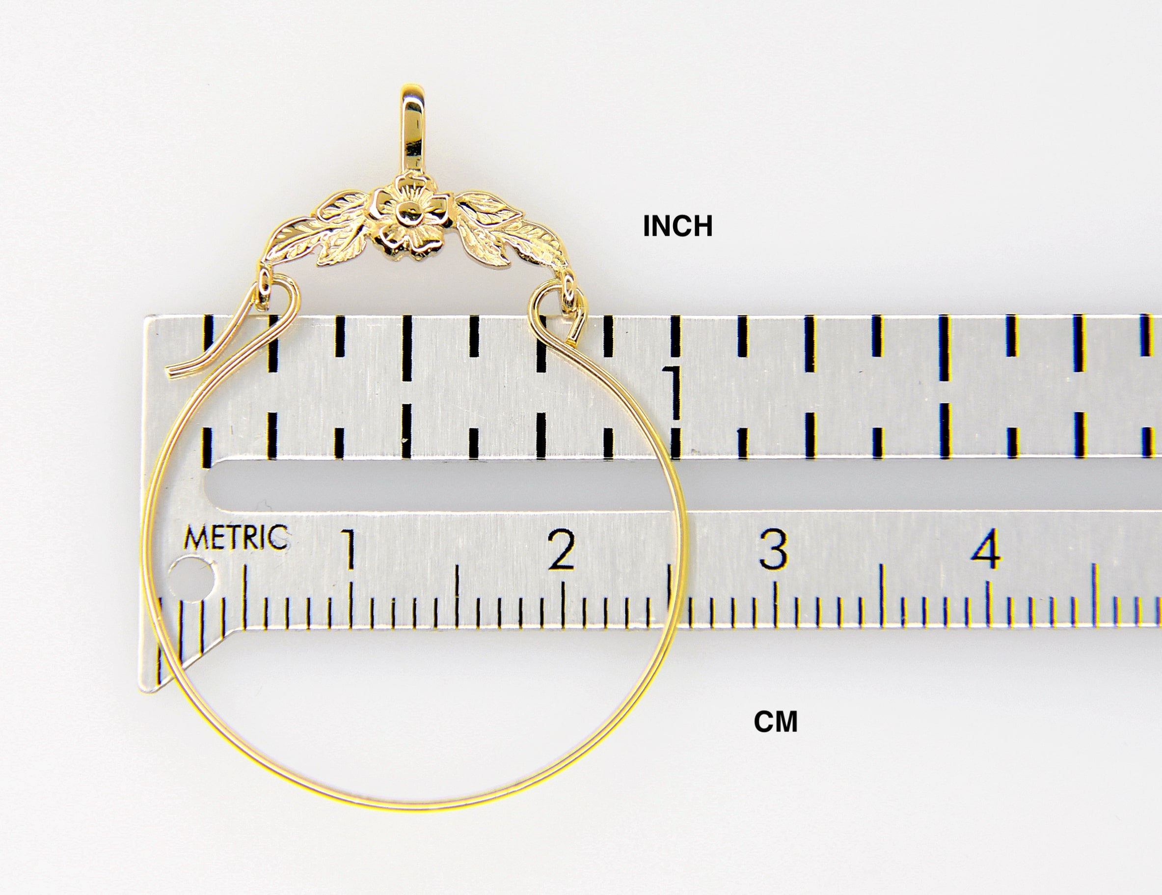 14K Yellow Gold Flower Floral Design Charm Holder Pendant