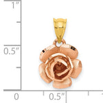 Kép betöltése a galériamegjelenítőbe: 14k Gold Two Tone Small Rose Flower Pendant Charm
