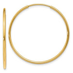 Afbeelding in Gallery-weergave laden, 14K Yellow Gold 27mm x 1.25mm Round Endless Hoop Earrings
