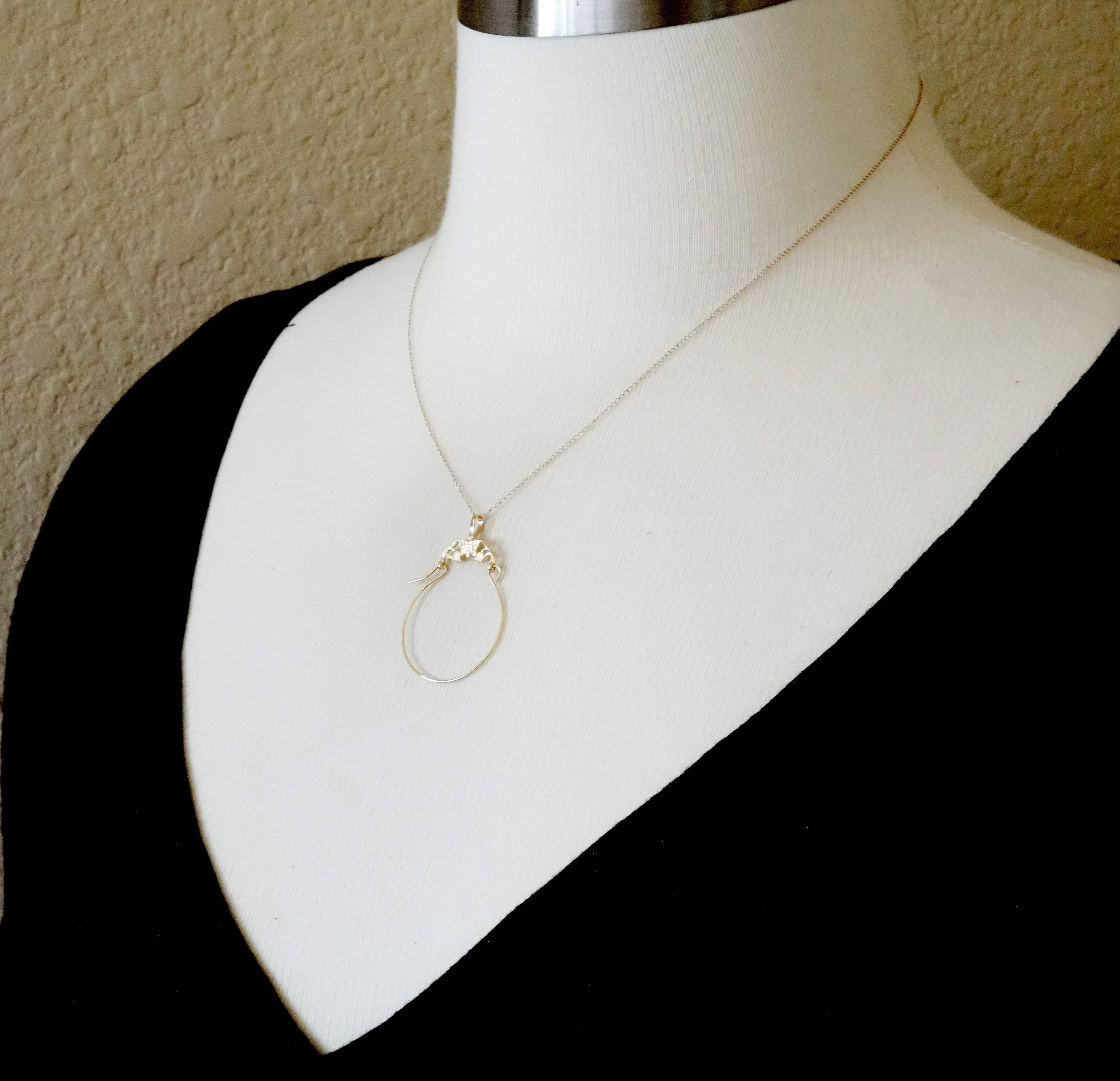 14K Yellow Gold Butterfly Charm Holder Hanger Connector Pendant