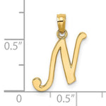 Φόρτωση εικόνας στο εργαλείο προβολής Συλλογής, 14K Yellow Gold Script Initial Letter N Cursive Alphabet Pendant Charm
