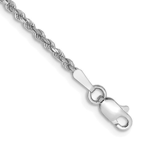 14k White Gold 1.75mm Diamond Cut Rope Bracelet Anklet Necklace Pendant Chain