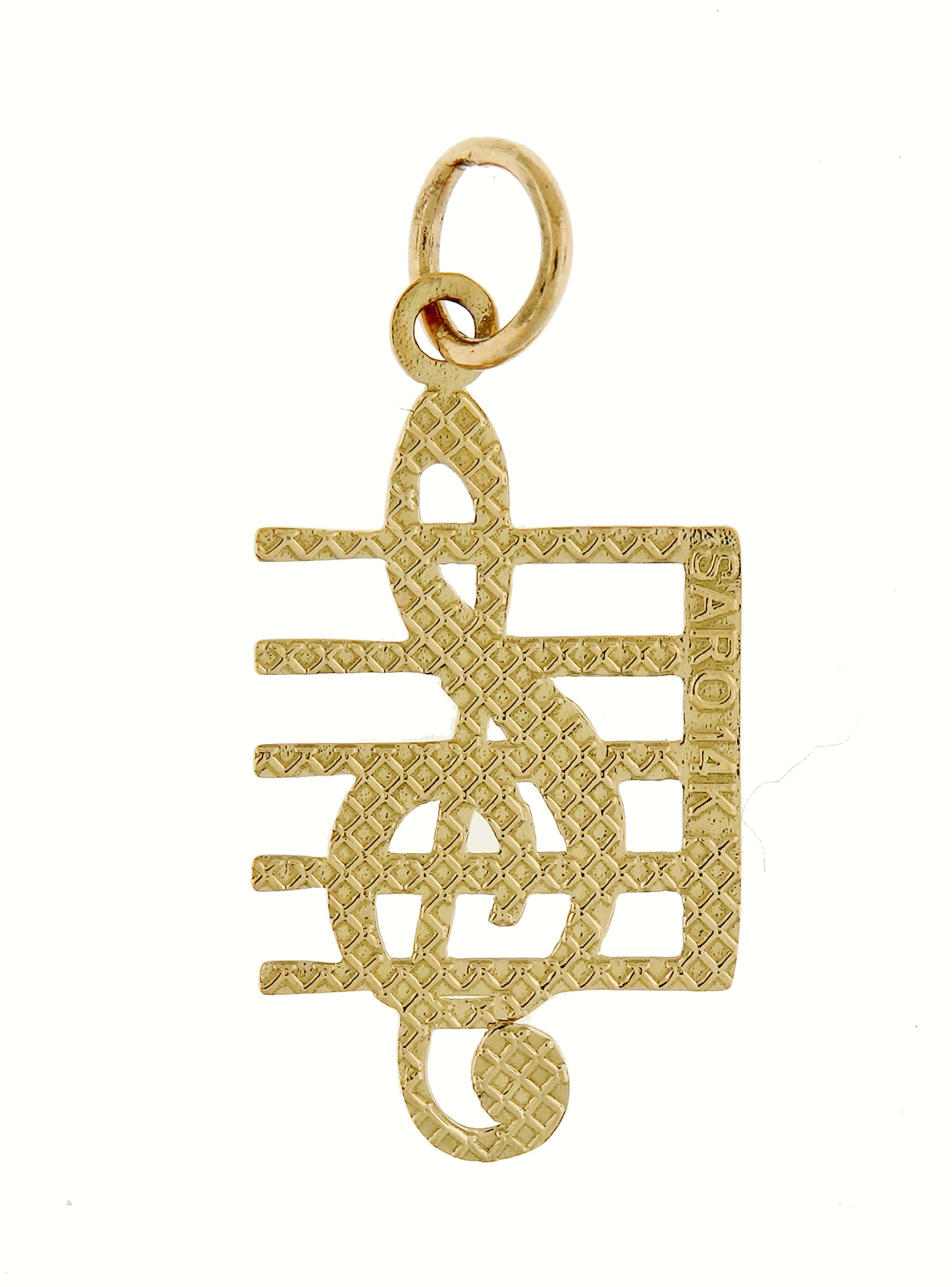 14k Yellow Gold Music Treble Clef Symbol Pendant Charm