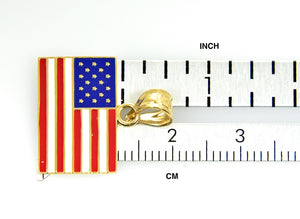 14k Yellow Gold with Enamel USA American Flag Pendant Charm