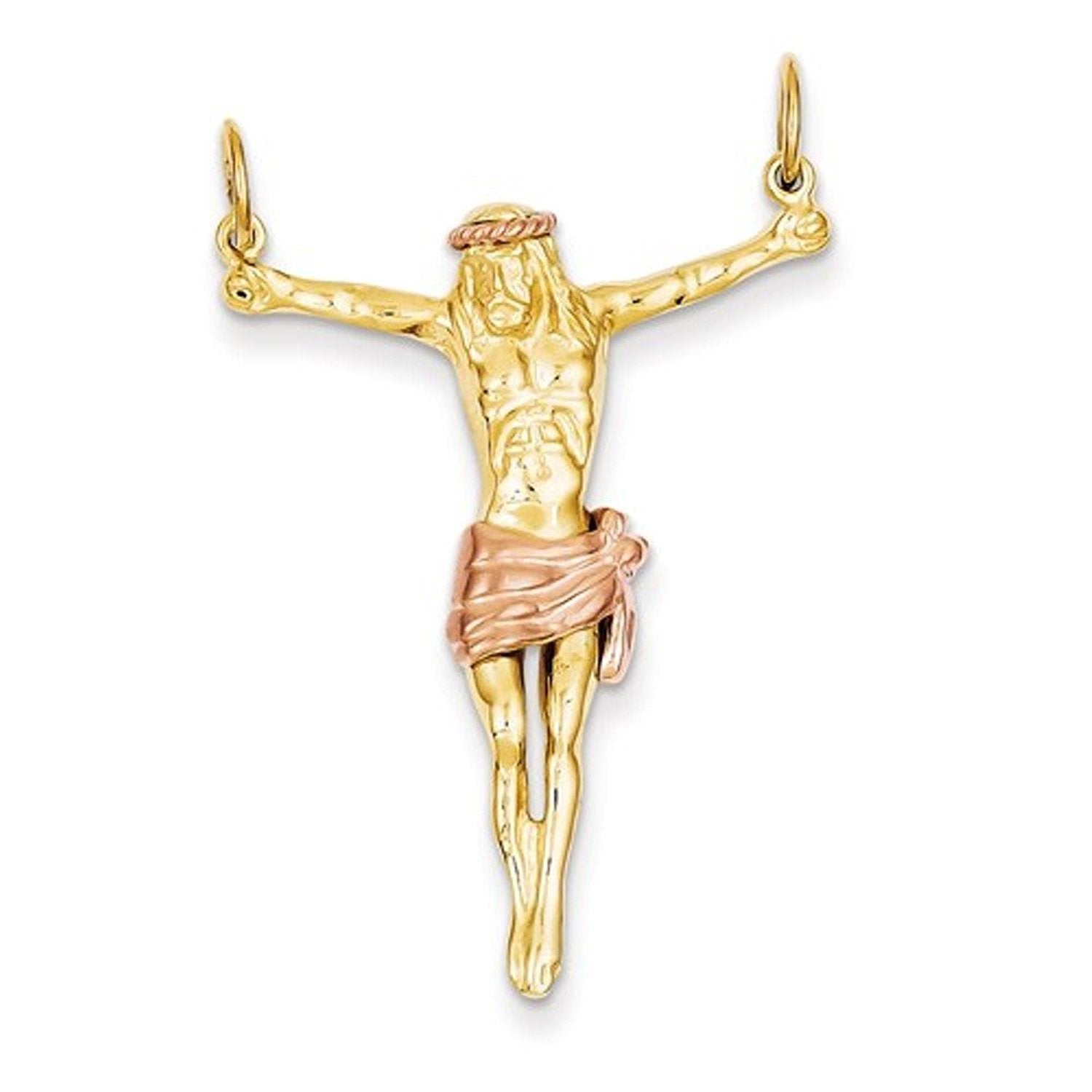 14k Gold Two Tone Corpus Crucified Christ Pendant Charm