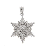 Carregar imagem no visualizador da galeria, 14k White Gold Snowflake Two Layer Pendant Charm
