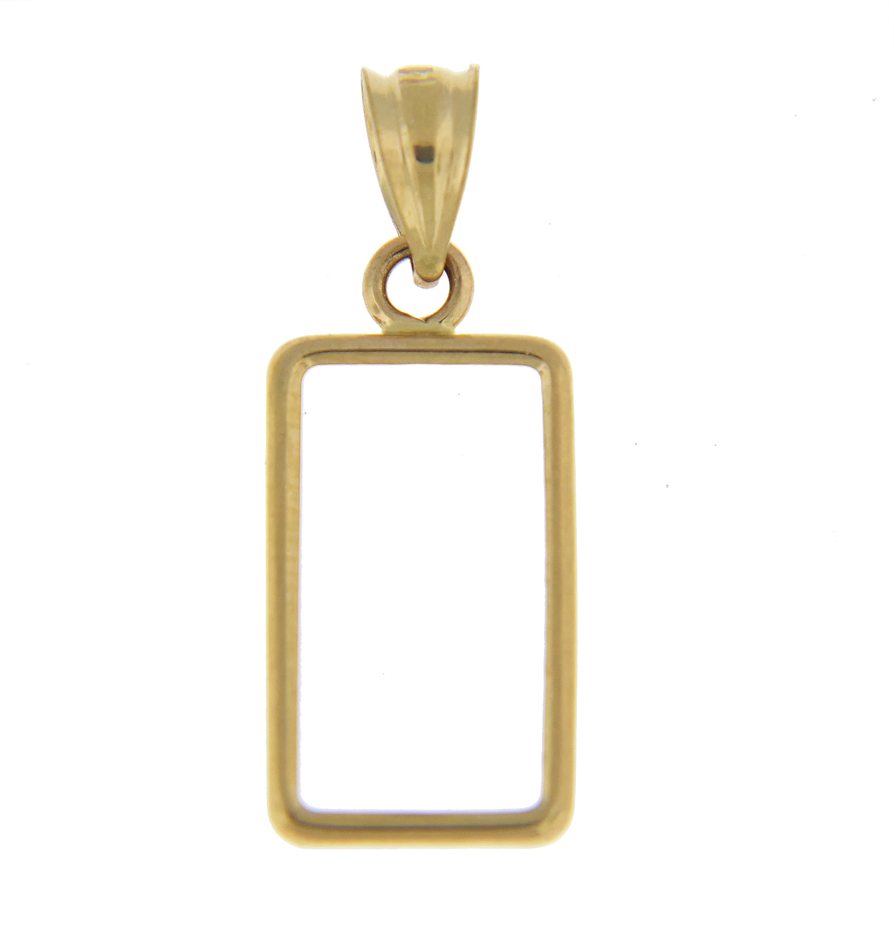 14K Yellow Gold Holds 15mm x 8.5mm x 0.65mm Coins Credit Suisse 1 gram Tab Back Frame Mounting Holder Pendant Charm