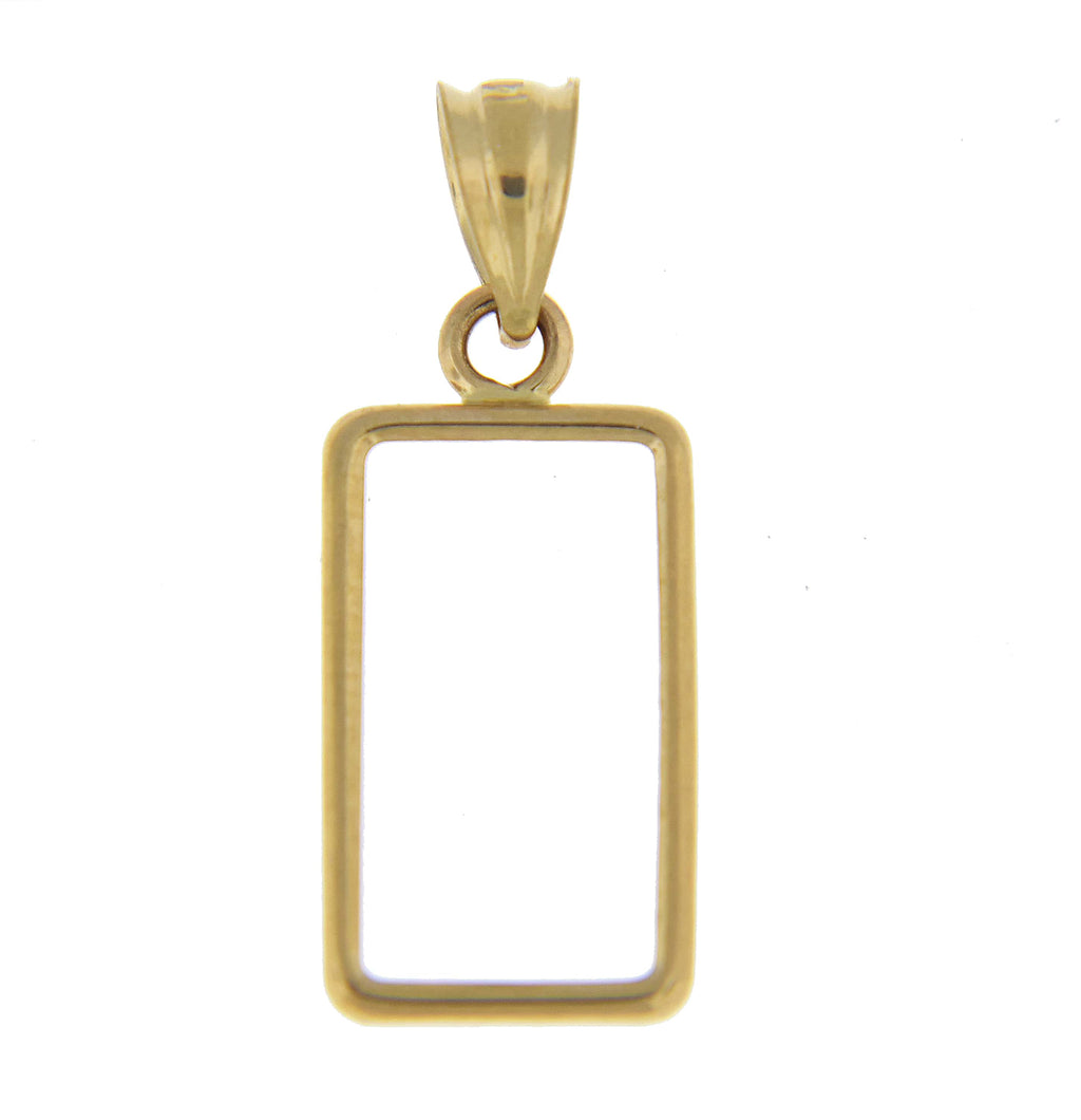14k yellow gold holds 15mm x 8.5mm x 0.65mm coins credit suisse 1 gram tab back frame mounting holder pendant charm