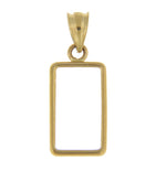 Load image into Gallery viewer, 14K Yellow Gold Holds 15mm x 8.5mm x 0.65mm Coins Credit Suisse 1 gram Tab Back Frame Mounting Holder Pendant Charm
