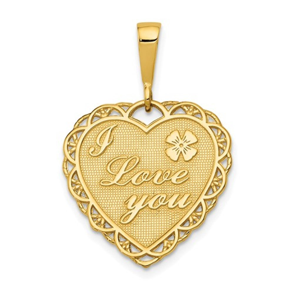 14k yellow gold i love you heart reversible pendant charm