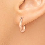 Загрузить изображение в средство просмотра галереи, 14K Rose Gold 15mm x 2mm Classic Round Hoop Earrings
