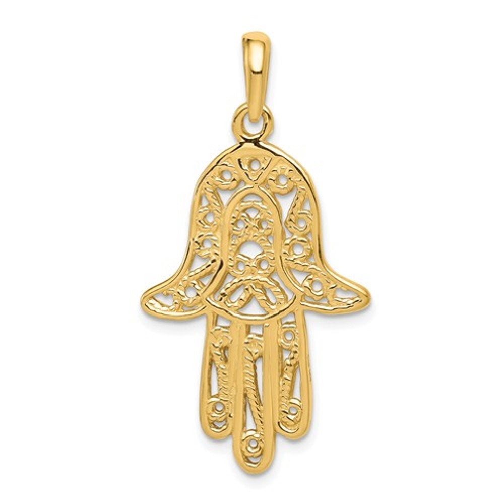 14k yellow gold hamsa hand of god chamseh pendant charm