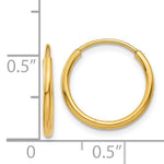 Kép betöltése a galériamegjelenítőbe: 14K Yellow Gold 11mm x 1.25mm Round Endless Hoop Earrings
