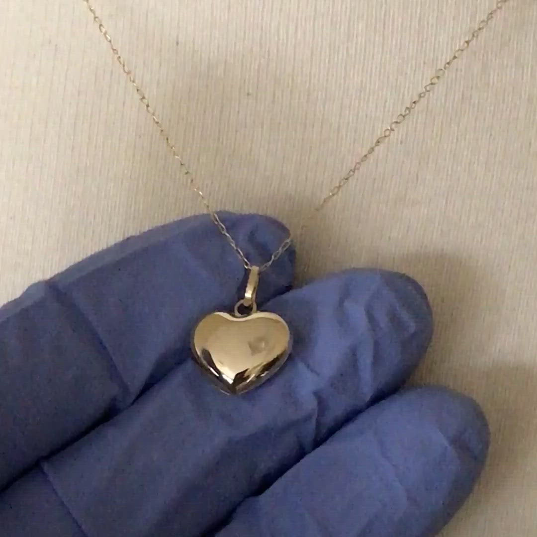 14k Yellow Gold Small Puffy Heart 3D Pendant Charm