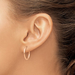 14K Rose Gold 19mm x 2mm Non Pierced Round Hoop Earrings