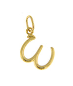 Load image into Gallery viewer, 14K Yellow Gold Lowercase Initial Letter W Script Cursive Alphabet Pendant Charm
