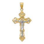 이미지를 갤러리 뷰어에 로드 , 14k Gold Two Tone Crucifix Cross Fleur De Lis Pendant Charm - [cklinternational]
