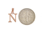 Load image into Gallery viewer, 14K Rose Gold Uppercase Initial Letter N Block Alphabet Pendant Charm
