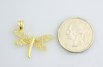 Kép betöltése a galériamegjelenítőbe: 14k Yellow Gold and Rhodium Dragonfly Pendant Charm
